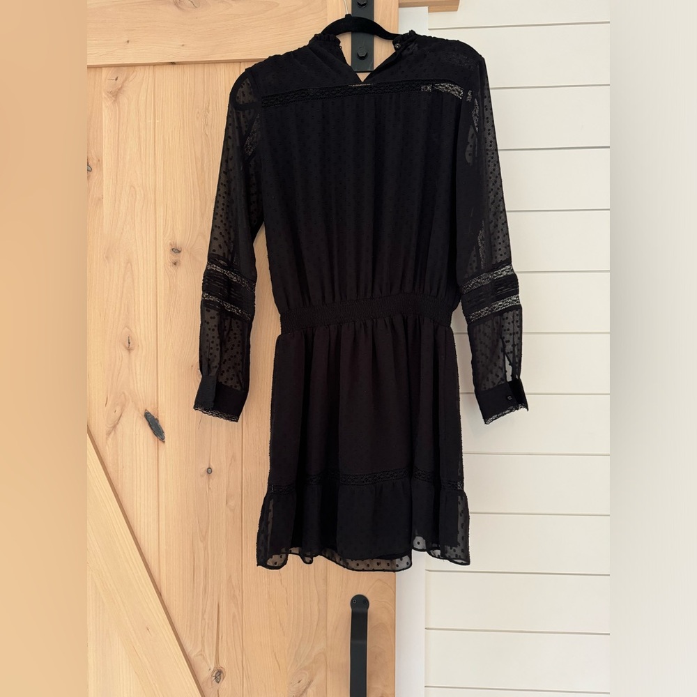 Sézane black long sleeve dress